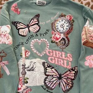 SKULLHOUSE DESIGNS 'Girls Girl' Graphic Sweatshirt with Pink Butterflies
